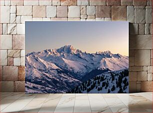 Πίνακας, Snow-covered Mountain Range at Sunrise Χιονισμένη οροσειρά στο Sunrise