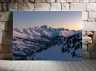 Πίνακας, Snow-Covered Mountain Range at Sunset Χιονισμένη οροσειρά στο ηλιοβασίλεμα