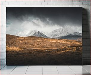 Πίνακας, Snow-Covered Mountains Under Dark Clouds Χιονισμένα βουνά κάτω από σκοτεινά σύννεφα