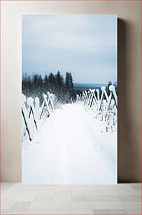 Πίνακας, Snow-Covered Pathway in Winter Forest Χιονισμένο μονοπάτι στο χειμερινό δάσος