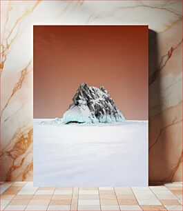 Πίνακας, Snow-covered Rock in Winter Landscape Χιονισμένος βράχος σε χειμερινό τοπίο