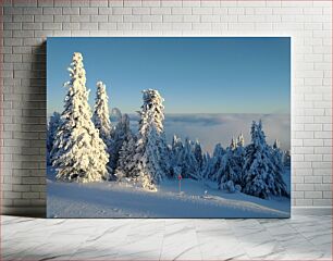 Πίνακας, Snow-Covered Trees on a Mountain Χιονισμένα δέντρα σε ένα βουνό