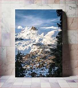 Πίνακας, Snow-covered Village at the Foot of Mountains Χιονισμένο χωριό στους πρόποδες των βουνών