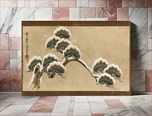 Πίνακας, Snow-laden Pine Boughs (1663-1743) Japanese botanical illustration by Ogata Kenzan