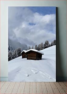 Πίνακας, Snowy Cabin in the Mountains Χιονισμένη καμπίνα στα βουνά