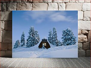 Πίνακας, Snowy Cabin in Winter Wonderland Χιονισμένη καμπίνα στη χώρα των θαυμάτων του χειμώνα