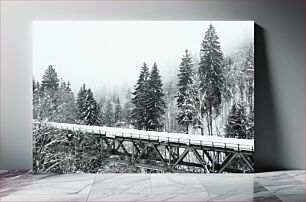 Πίνακας, Snowy Forest and Bridge Χιονισμένο Δάσος και Γέφυρα