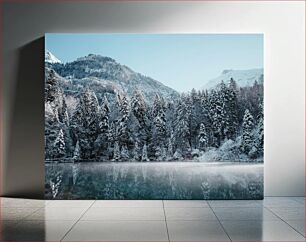 Πίνακας, Snowy Forest by the Lake Χιονισμένο Δάσος δίπλα στη Λίμνη