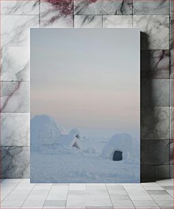 Πίνακας, Snowy Landscape with Igloos Χιονισμένο τοπίο με ιγκλού