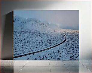 Πίνακας, Snowy Landscape with Winding Road Χιονισμένο τοπίο με δρόμο με στροφές