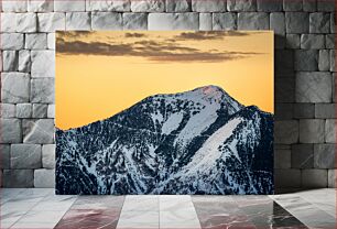 Πίνακας, Snowy Mountain at Sunset Χιονισμένο βουνό στο ηλιοβασίλεμα