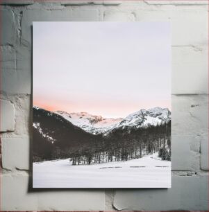 Πίνακας, Snowy Mountain at Sunset Χιονισμένο βουνό στο ηλιοβασίλεμα