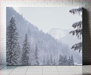 Πίνακας, Snowy Mountain Forest Χιονισμένο Βουνό Δάσος