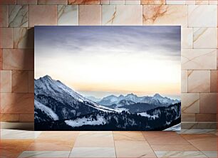 Πίνακας, Snowy Mountain Landscape at Dawn Χιονισμένο ορεινό τοπίο την αυγή