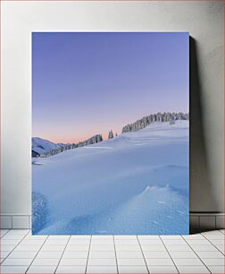 Πίνακας, Snowy Mountain Landscape at Dusk Χιονισμένο ορεινό τοπίο στο σούρουπο