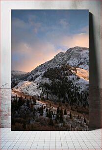 Πίνακας, Snowy Mountain Landscape at Sunrise Χιονισμένο ορεινό τοπίο στην ανατολή του ηλίου