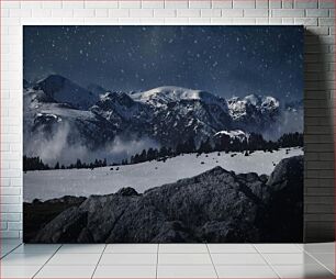 Πίνακας, Snowy Mountain Landscape Χιονισμένο Ορεινό Τοπίο