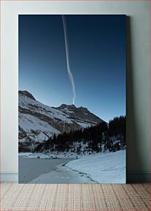 Πίνακας, Snowy Mountain Landscape with Contrail Χιονισμένο ορεινό τοπίο με κοντραίλ