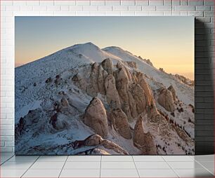 Πίνακας, Snowy Mountain Range at Sunrise Χιονισμένη οροσειρά στο Sunrise