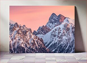 Πίνακας, Snowy Mountain Range at Sunset Χιονισμένη οροσειρά στο ηλιοβασίλεμα