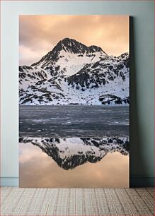 Πίνακας, Snowy Mountain Reflection at Sunset Αντανάκλαση χιονισμένου βουνού στο ηλιοβασίλεμα