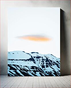 Πίνακας, Snowy Mountain with Warm Sky Χιονισμένο βουνό με ζεστό ουρανό