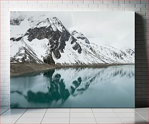 Πίνακας, Snowy Mountains and Lake Reflection Χιονισμένα Βουνά και Αντανάκλαση Λίμνης