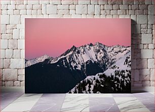 Πίνακας, Snowy Mountains at Sunset Χιονισμένα βουνά στο ηλιοβασίλεμα