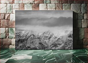 Πίνακας, Snowy Mountains in Black and White Χιονισμένα βουνά σε μαύρο και άσπρο