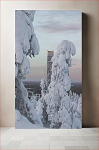 Πίνακας, Snowy Observation Tower in Winter Χιονισμένος Πύργος Παρατήρησης τον Χειμώνα