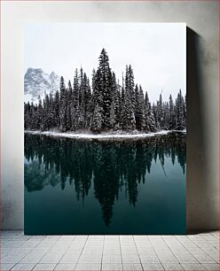 Πίνακας, Snowy Pine Forest Reflection Αντανάκλαση χιονισμένου πευκοδάσους