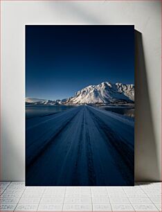 Πίνακας, Snowy Road Leading to Mountains Χιονισμένος δρόμος που οδηγεί στα βουνά