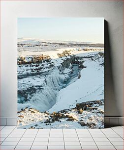 Πίνακας, Snowy Waterfall in Winter Landscape Χιονισμένος καταρράκτης στο χειμερινό τοπίο