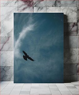 Πίνακας, Soaring Bird Silhouette Against Cloudy Sky Πετώντας σιλουέτα πουλιών ενάντια στον συννεφιασμένο ουρανό
