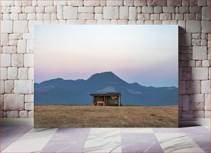 Πίνακας, Solitary Cabin in Front of Mountain Μοναχική Καμπίνα Μπροστά στο Βουνό