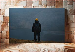 Πίνακας, Solitary Figure Overlooking a Foggy Landscape Μοναχική φιγούρα με θέα σε ένα ομιχλώδες τοπίο