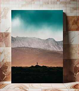 Πίνακας, Solitary Hiker in Mountainous Landscape Μοναχικός πεζοπόρος σε ορεινό τοπίο