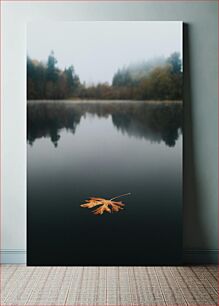 Πίνακας, Solitary Leaf on Calm Water Μοναχικό φύλλο σε ήρεμο νερό