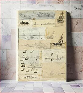 Πίνακας, Soutu- ja purjeveneitä, meri- ja kallio- ja saarimaisemia, Oscar Kleineh