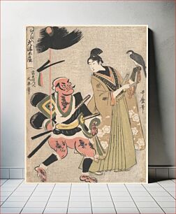 Πίνακας, Souvenir Paintings from Ōtsu, Stocked in Edo (Edo shi-ire Ōtsu miyage) Foot-soldier with a Spear and Hawk-handler (Yari mochi yakko to taka shō) by Utamaro Kitagawa (1754–1806)