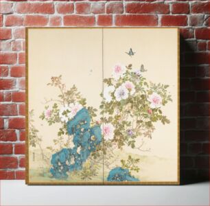 Πίνακας, Spring (left of a pair of Flowers and Insects of Spring and Fall) during mid 19th century by Yamamoto Baiitsu