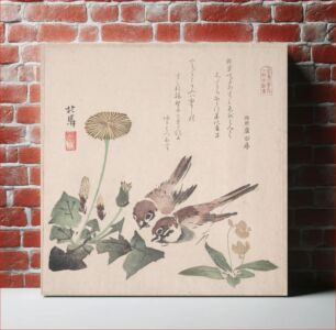 Πίνακας, Spring Rain Collection (Harusame shū), vol. 3: Sparrows and Dandelions