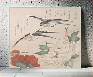 Πίνακας, Spring Rain Collection (Harusame shū), vol. 3: Swallows and Peonies