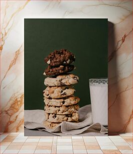 Πίνακας, Stack of Cookies with Glass of Milk Στοίβα μπισκότα με ποτήρι γάλα