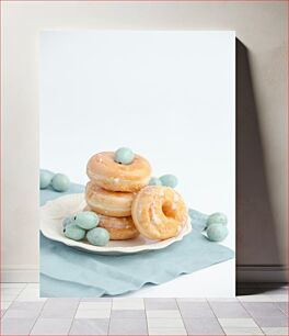 Πίνακας, Stack of Glazed Donuts with Decorative Eggs Στοίβα από γλασαρισμένα ντόνατς με διακοσμητικά αυγά