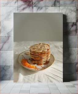 Πίνακας, Stack of Pancakes with Caramel and Fruit Στοίβα από τηγανίτες με καραμέλα και φρούτα