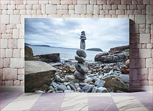 Πίνακας, Stacked Stones by the Sea Στοιβαγμένες πέτρες δίπλα στη θάλασσα