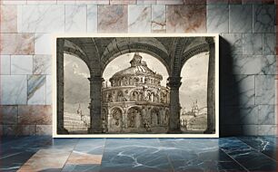 Πίνακας, Stage Design, Atrium with the Temple of the Hospitallers for the Opera "La Straniera" by Vincenzo Bellini, Romolo Achille Liverani