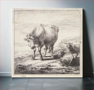 Πίνακας, Standing cow and two lying sheep by Nicolaes Berchem