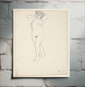 Πίνακας, Standing female model with hands behind neck by Harald Giersing